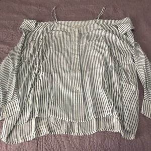 Cold Shoulder Button Up Top